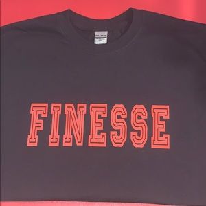 A black shirt with red words